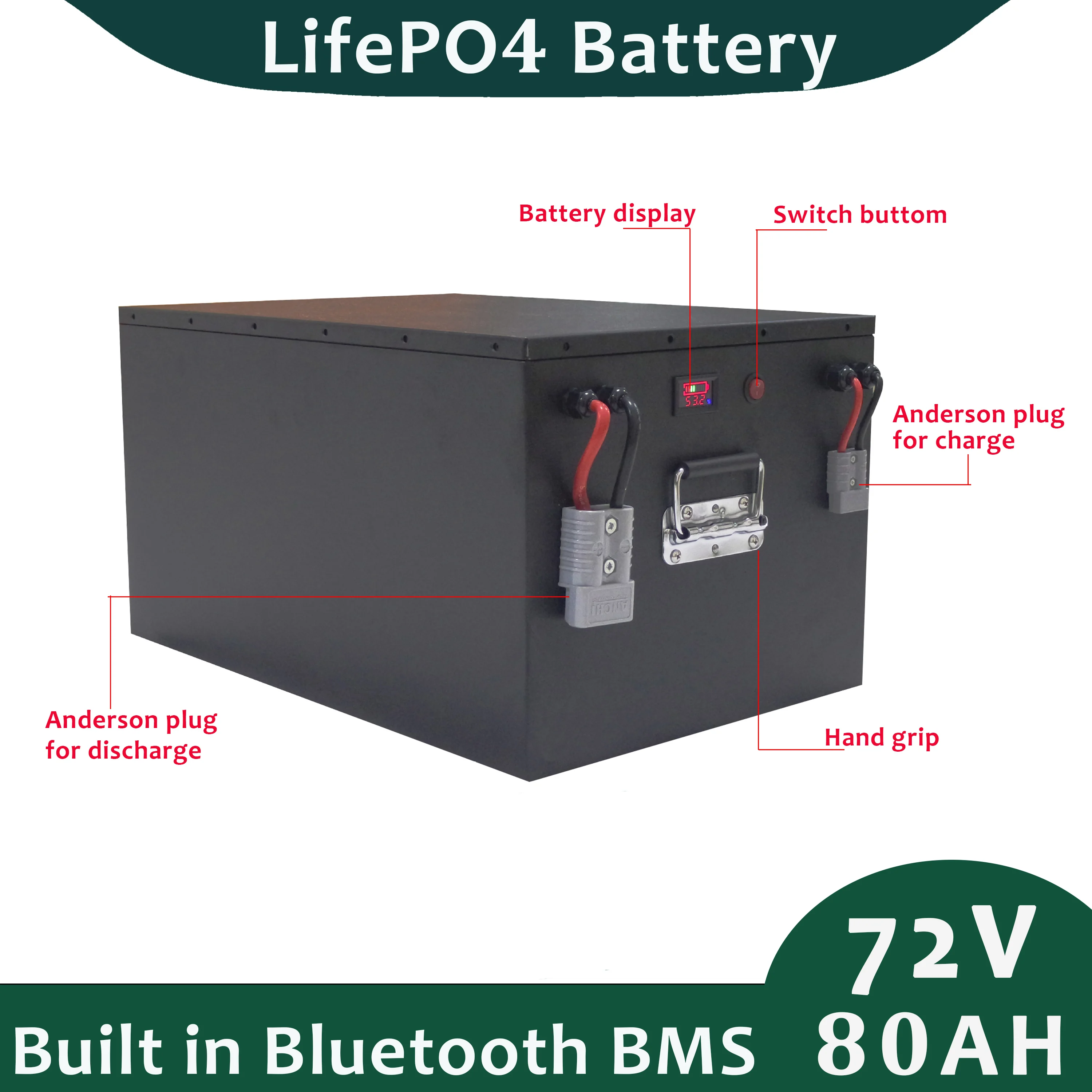 72v 80Ah LifePO4 Batterij met Case Voor Motor 5500W 7000W Perfect voor Golfkar Elektrische Winkelwagen