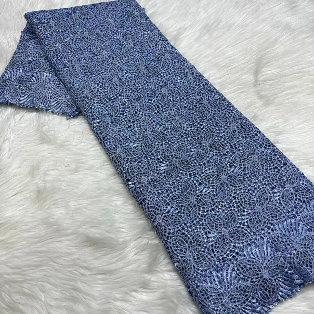 

High Quality 5yards New African Cotton Lace Fabric Embroidered Nigerian Swiss Dry Lace Fabric for Women Party Dress M6-401-1