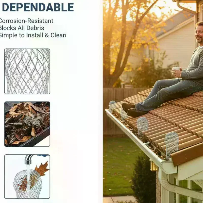 Gutter Leaf Blocking Filter Anti-Clog Eaves Roof Drainage Pipe Strainer for Outdoor Home Roof Drainage System