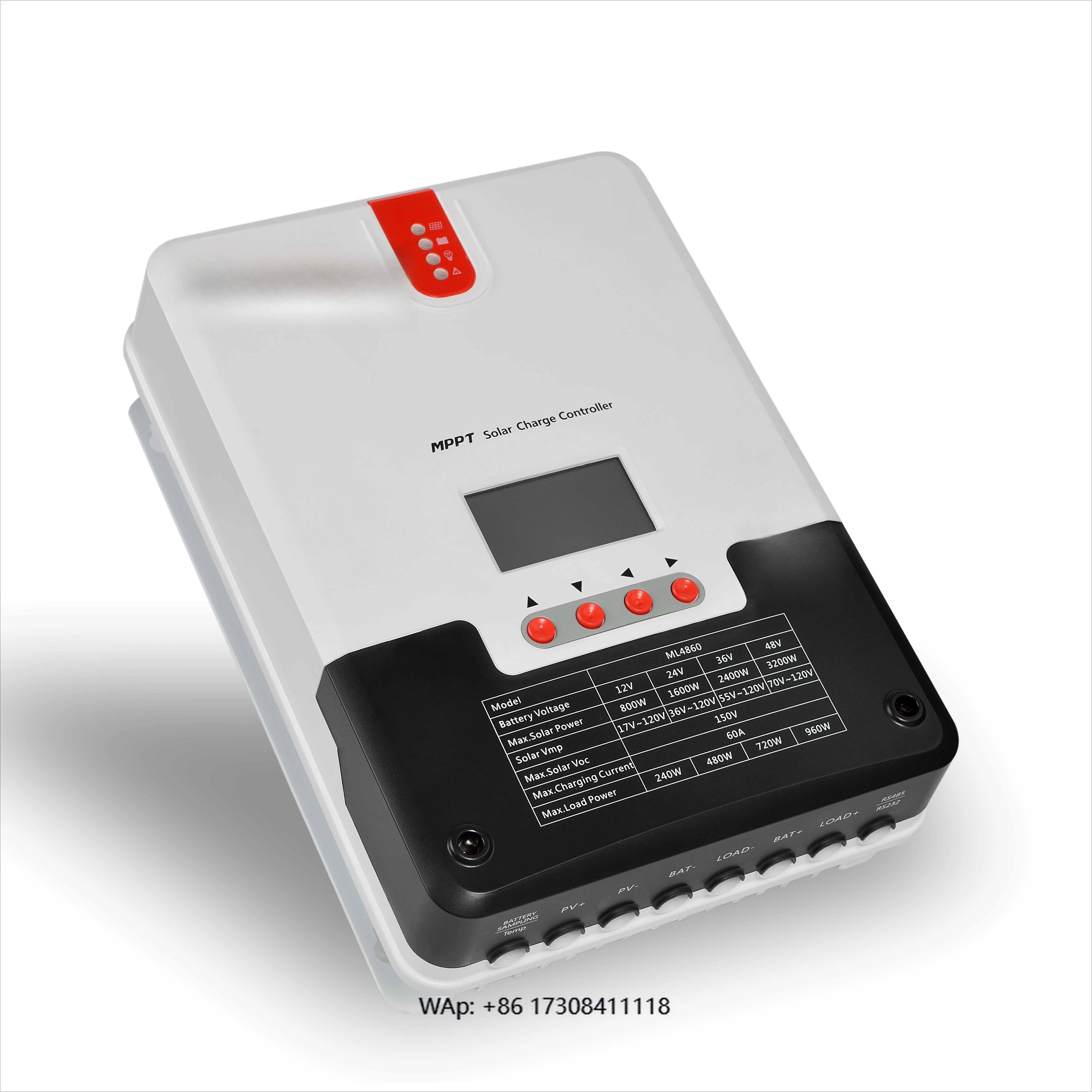Lithium/Lead Acid Battery with 99.9% Efficiency 800/1600/2400/3200W 12/24/36/48V 60A MPPT Solar Charge Controller for Home