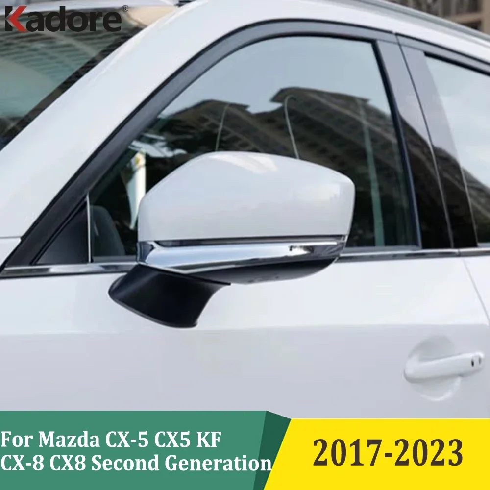 For Mazda CX-5 CX5 KF CX-8 CX8 2017-2023 Chrome Car Rearview Mirror Strip Cover Trim Decorate Frame Moulding Car Accessories