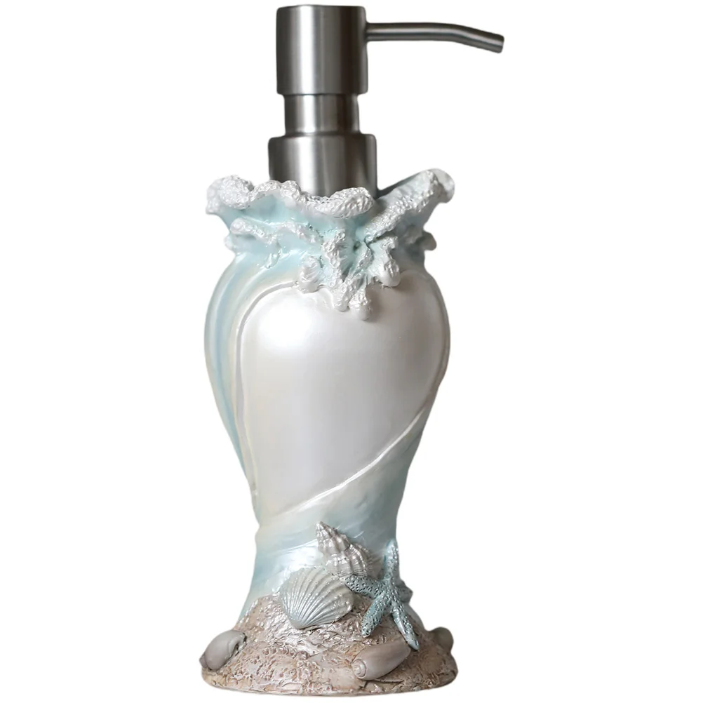 

Manual Shell Soap Dispenser Foam Nautical Bathroom Accessories Resin Dish for Kitchen Refillable Shampoo Bottle