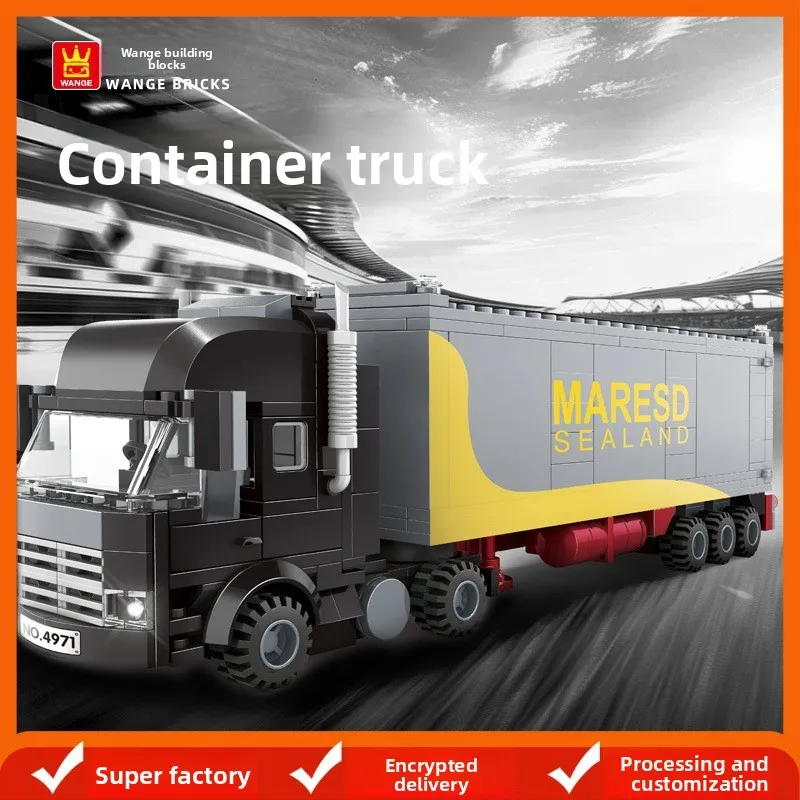 Container Truck Series Micro Block Set | Heavy-Duty Truck Toy | Kids DIY Educational Assembly Bricks Compatible with Most Blocks