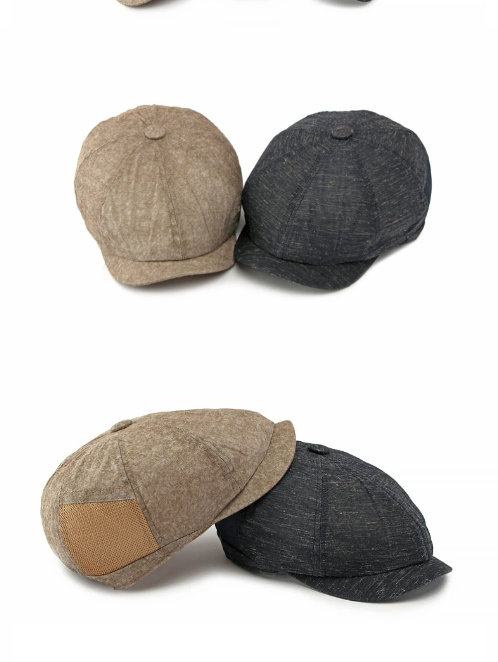 HT5110 Baskenmützen Neue Frühjahr-Sommer-Kappe für Herren und Damen Künstler-Achteck-Baskenmütze Verstellbare Mesh-Ivy-Flatcap Atmungsaktive Leinen-Baskenmütze – Detail 4