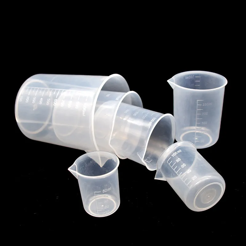 （10 Pieces/Lot) 25ml-1000ml Food Grade PP Plastic Beaker with Scale Polypropylene Beak School Laboratory Supplies