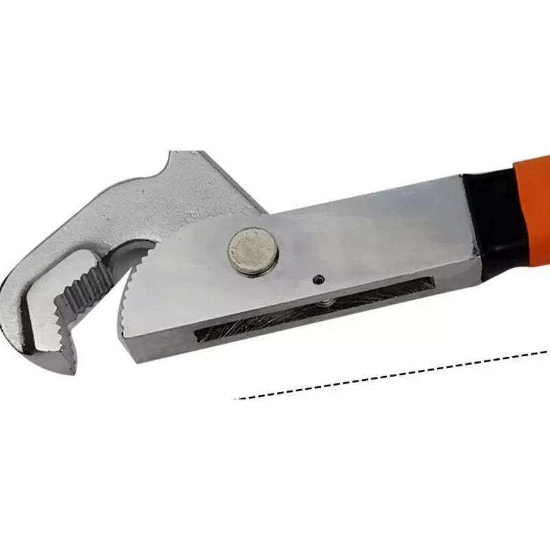 

Universal adjustable wrench, self tightening, movable opening plate, hand tube, pliers tool