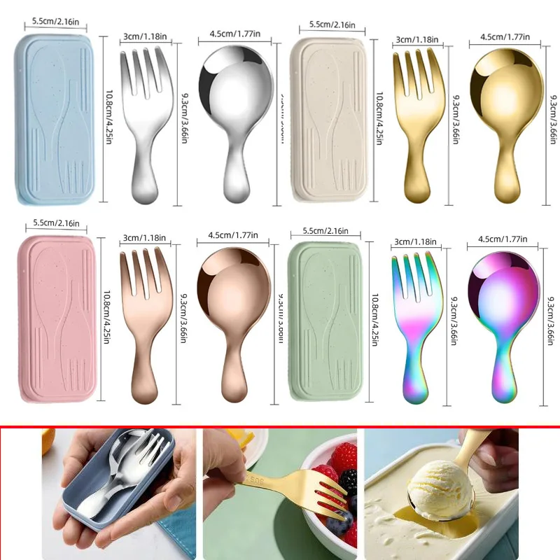 

Mini Portable Spoon Fork Tableware Outdoor Camping Stainless Steel Cutlery Set For Lunch Hiking Camp Cooking Supplies