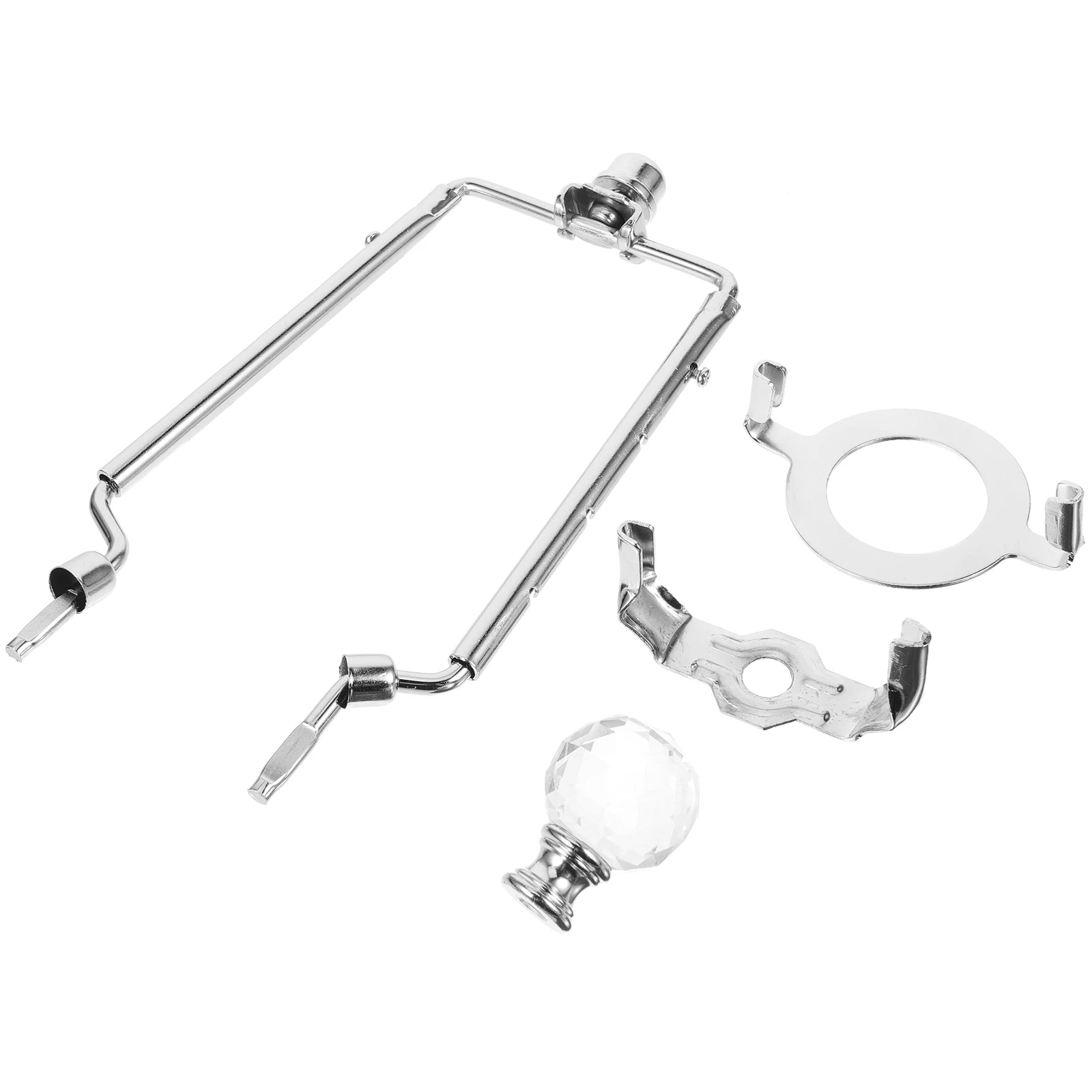 

Silver Lamp Shade Holder Detachable Easy Install Replacement Parts Finials Harp Material DIY Kit for Table Lamps Repair