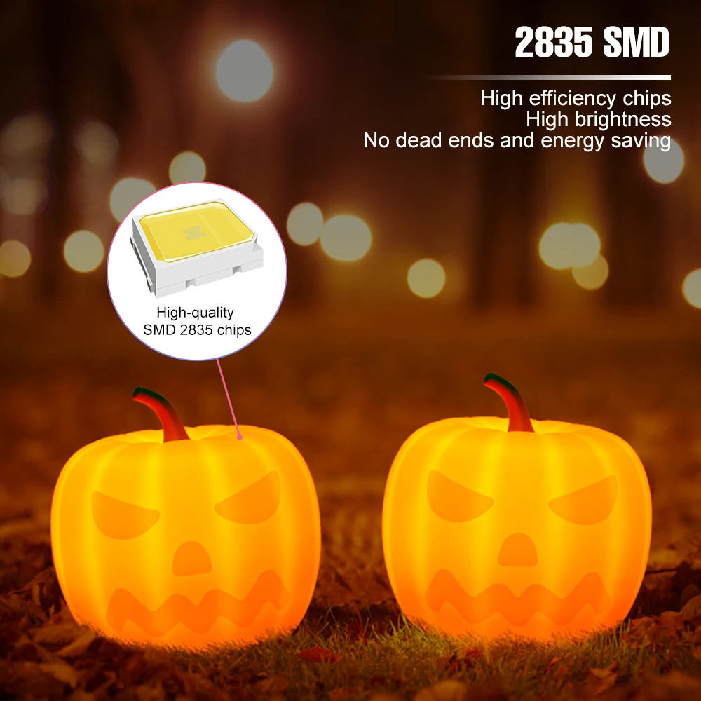 Novelties LED Pumpkin Light Silicone Ghost RGB Bulb USB Night Light Bedside Lamp Atmosphere Nightlights Halloween Holiday Decor