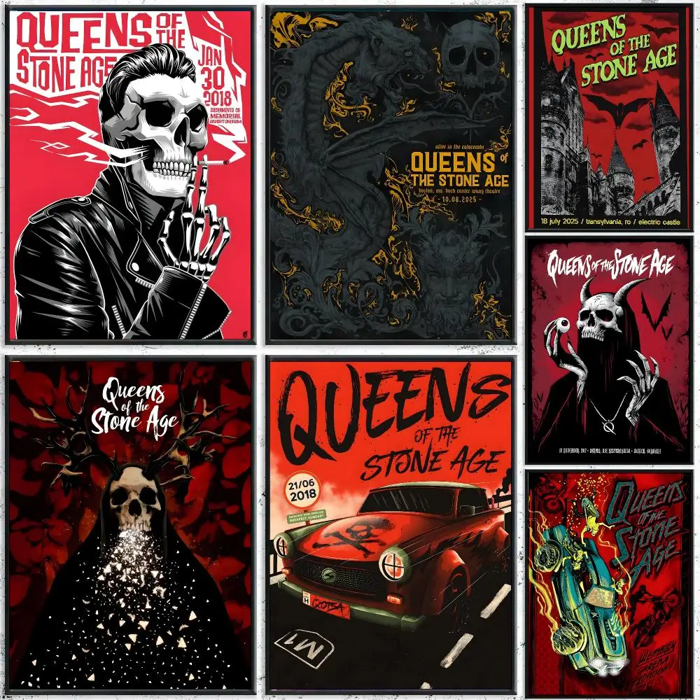 Q-Queens Of The Stone Age Silk Poster HD Waterproof Wall Decal for Study, Living Room & Garage, Great Gift for Fans