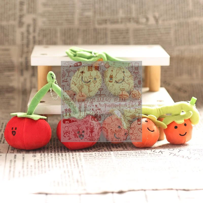 1Pcs New Olive Tomato Plush Pendant Kawaii Vegetable Cute Triple Fruit Doll Toy Bag Keychain Backpack Decoration