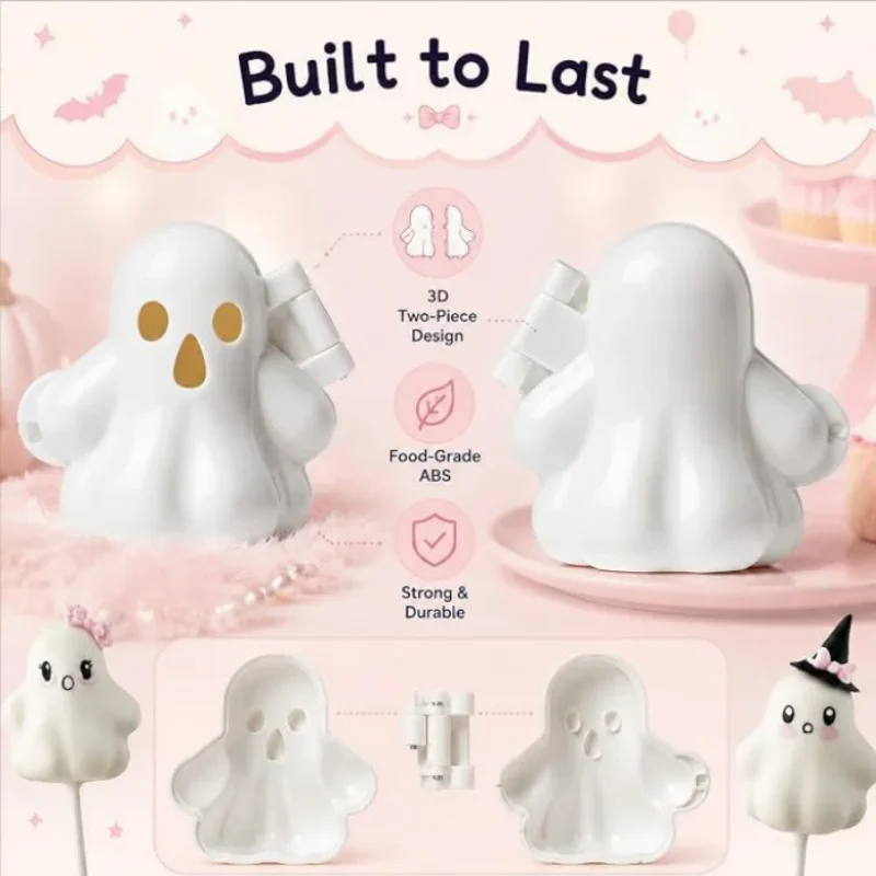 Halloween Ghost Cake Pop Mold for Fondant Chocolate Lollipops Treats Baking Supplies Halloween Party Dessert Cake Decor Tool