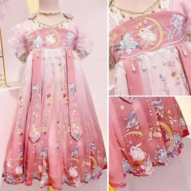 Chinese hanfu dress girls New Year costume children Carnival Flower Fairy cosplay costume Hanfu dance costume for Kids Girls 15t