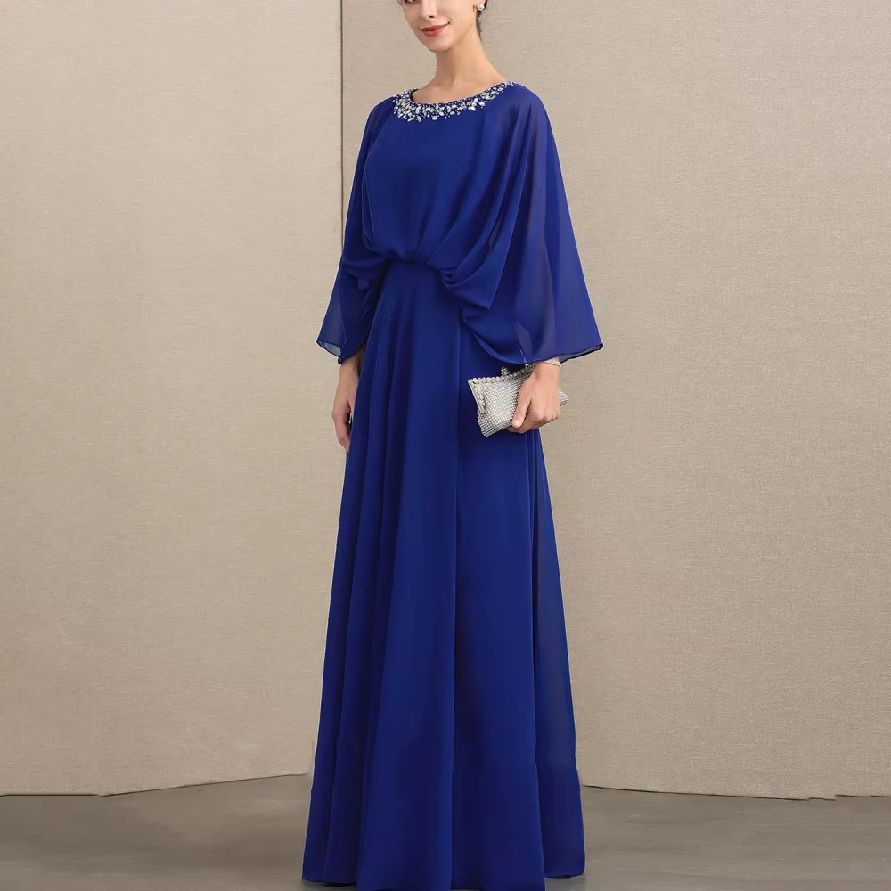 Customized A Line Mother Dresses Casual Bride Party Dress Crystal Chiffon Split Occasion Gown Elegant Robe Wedding Party Dresses