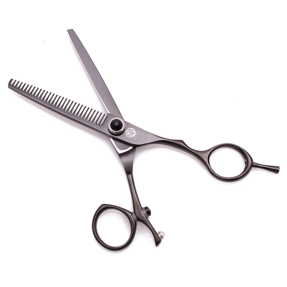 Professionelle Friseurschere 5,5" 6" Purple Dragon JP 440C Drehbare Daumenhaarschneideschere Friseur Effilierschere Z9019 – Detail 20