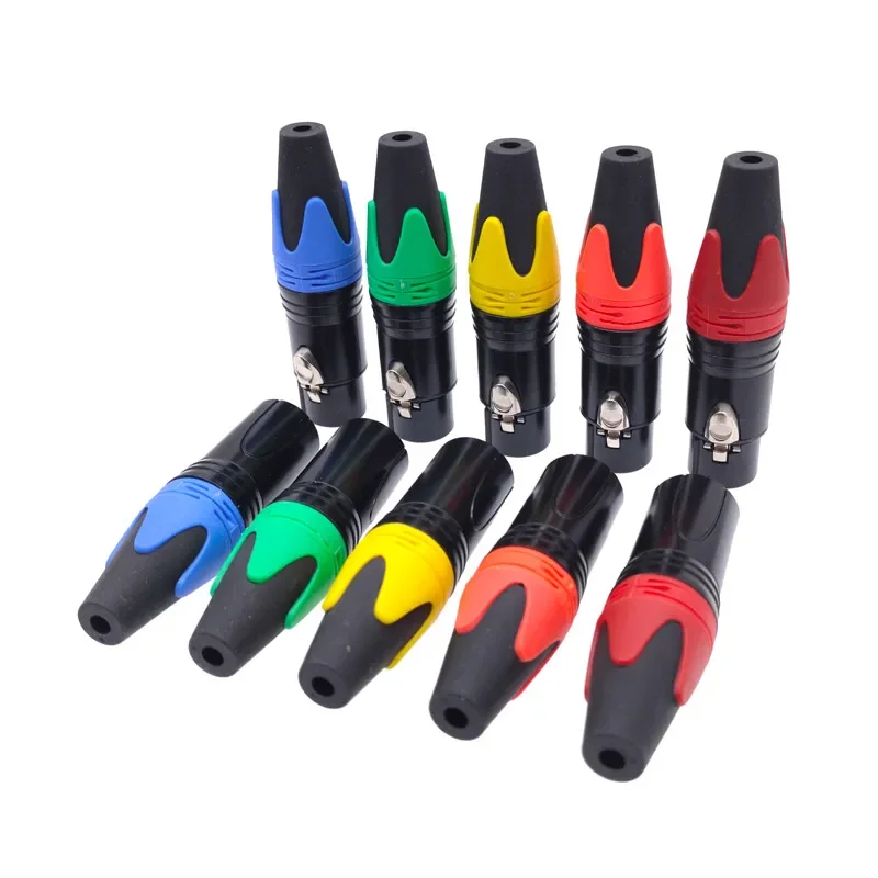 5Pcs xlr connector black audio plug microphone plug 3pin speaker connector male & female colour mic connectors