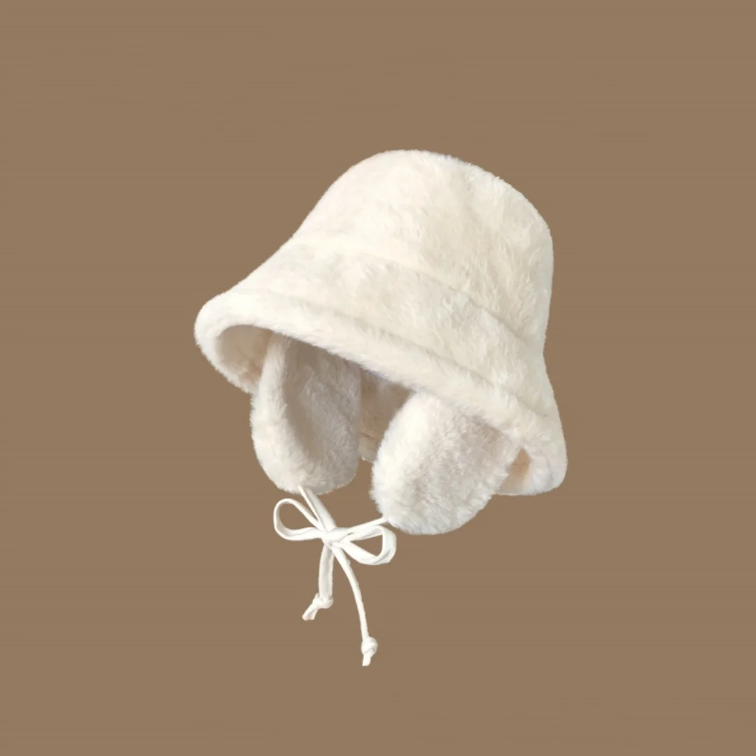 

Furry Earflap Women Autumn Winter Fleece Warm Plush Hat Cycling Windproof Cold-Resistant Fisherman Hat Holiday Gift