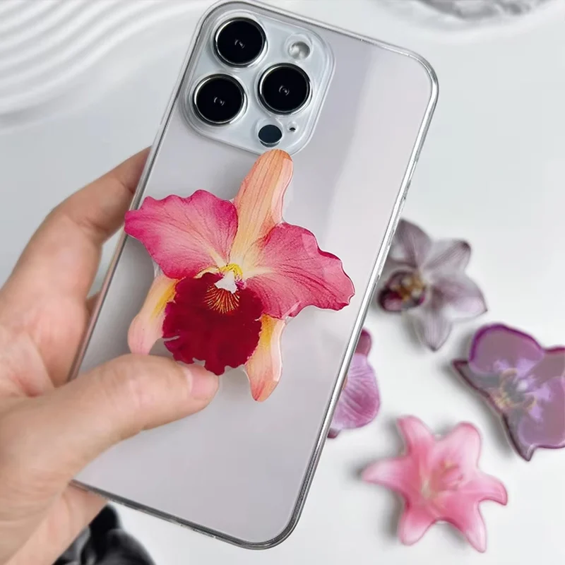 蘭アクリル携帯電話ホルダー大花デスクトップエアバッグ電話ホルダー折りたたみリング電話サポートエレガントな甘い電話スタンド