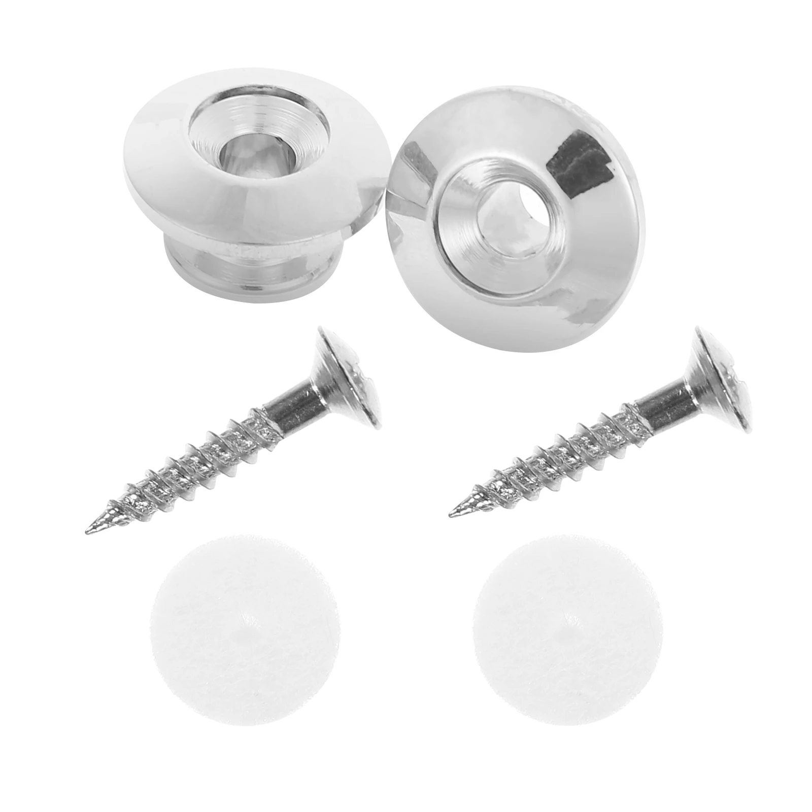 

2 Pcs Mushroom Head Strap Buckle Guitar Lock Buttons Secure Blocks Acoustic Bass Silver Adapter Man