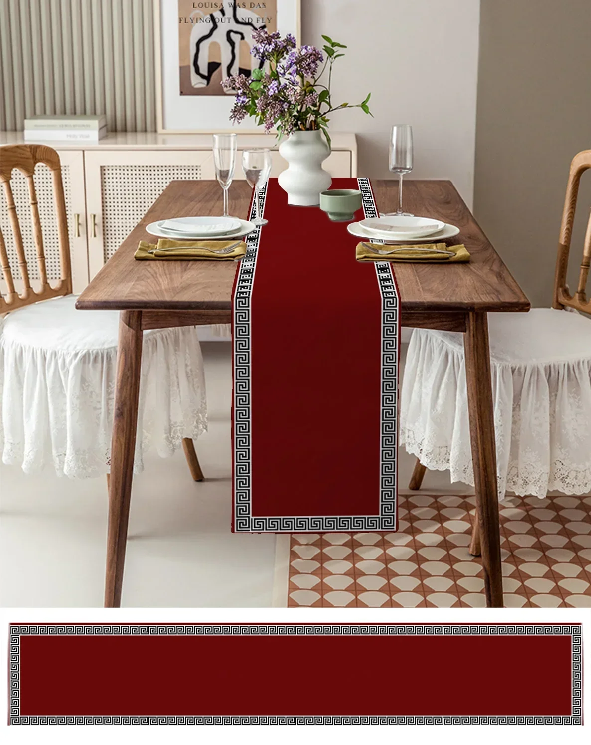 Red Simple Chinese Pattern Table Runner Decoration Home Decor Dinner Table Decoration Table Decor