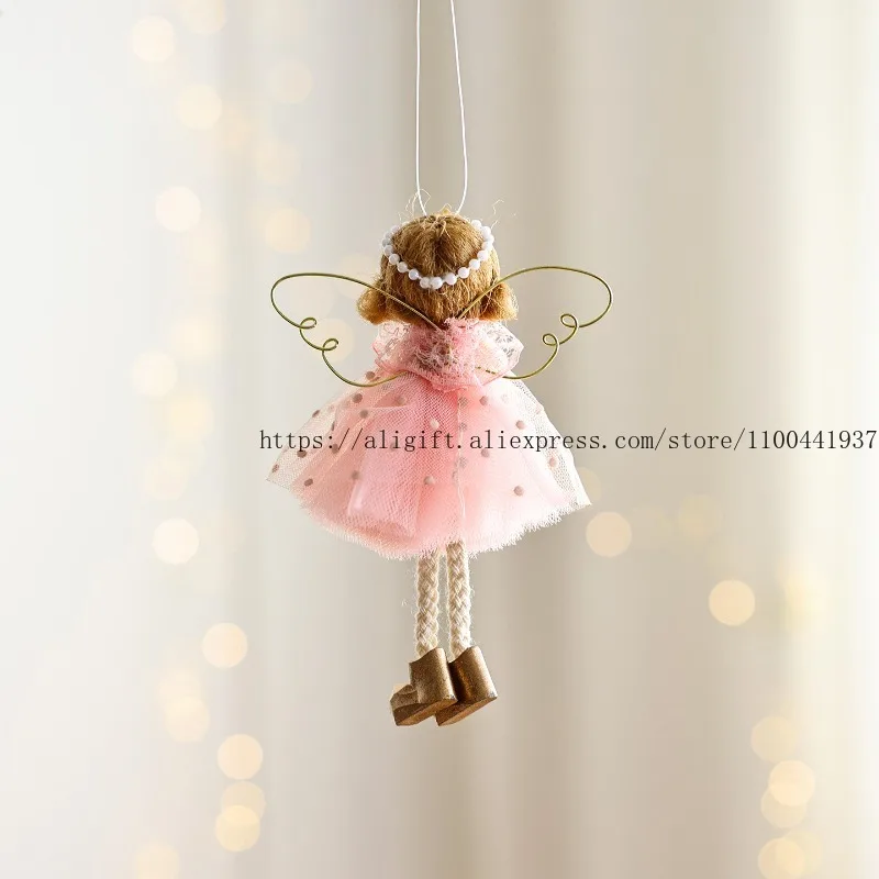 قلادة عيد الميلاد عقد الخوخ القلب تاج فتاة لطيف خرافة الرياح الملاك، شجرة عيد الميلاد تزيين مُثبت قلادة صغيرة