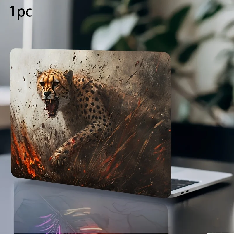 

Наклейка на ноутбук Full Volume Cheetah Flame - реалистичная наклейка с изображением гепарда и саванны, водонепроницаемая и устойчивая к царапинам виниловая пленка.