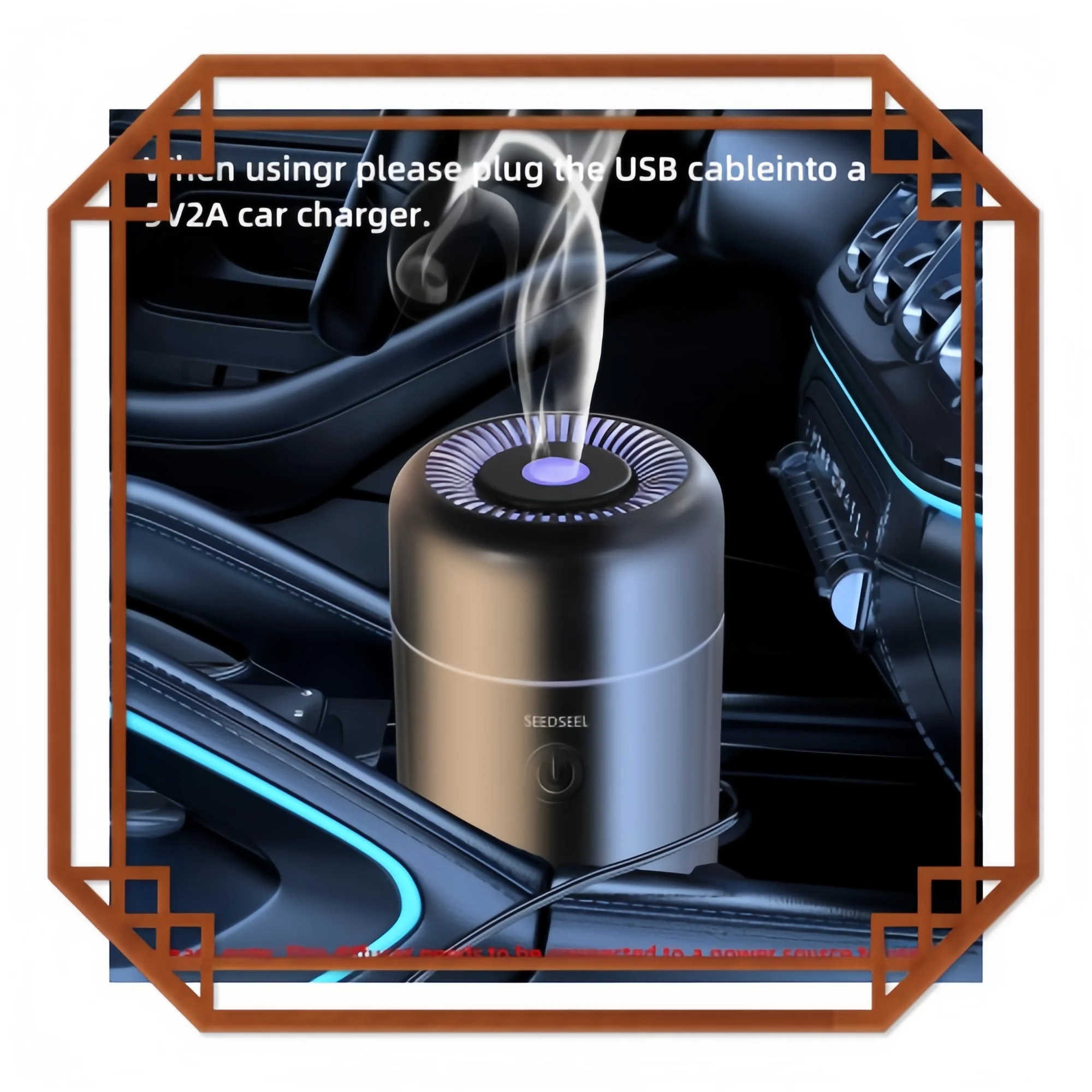 USB-Auto-Aromatherapie-Diffusor – 7-Farben-LED-Mini-Luftbefeuchter für ätherische Öle im Home Office im Auto