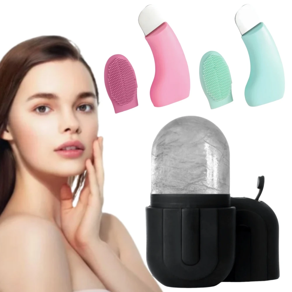 2 STUKS Gezicht Ijs Roller Comedondrukker Set Siliconen Gezicht Lifting Ijsblokje Facial Massager Gezicht Schraper Schoonheid Huidverzorging gereedschap