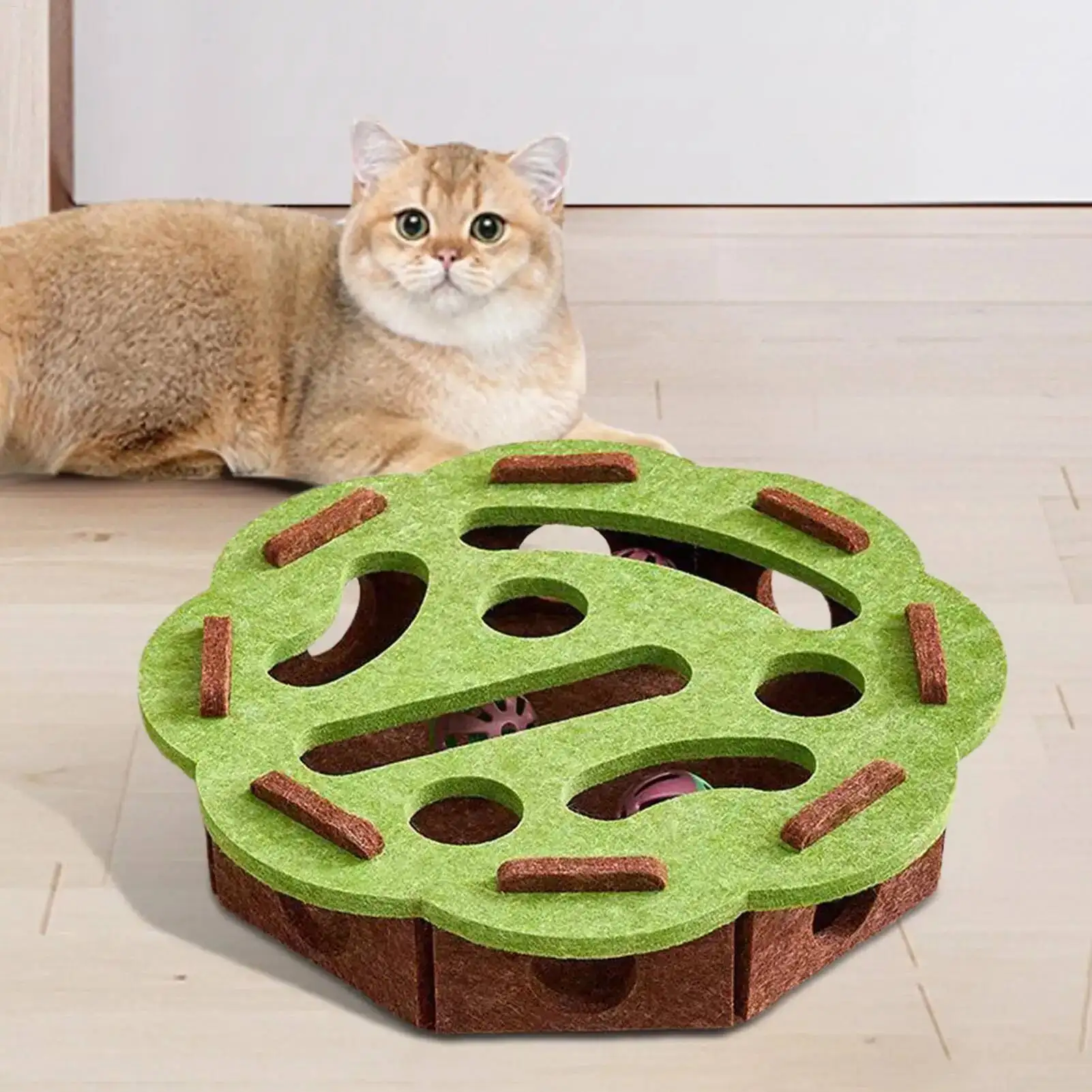 

Toy Stimulating Cat Toys Puzzle Scratcher Felt Pet Supplies With Bell Kitten Accessories Maze Game For Enrichment