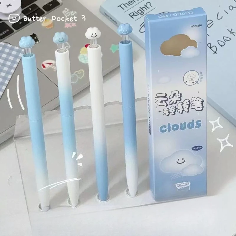 Cure Cute Cloud Twist High Value Rotating Core Gel Pen Niche Quick Drying Brush Title Black 0.5 Kawai Stationery Lovely Supplies
