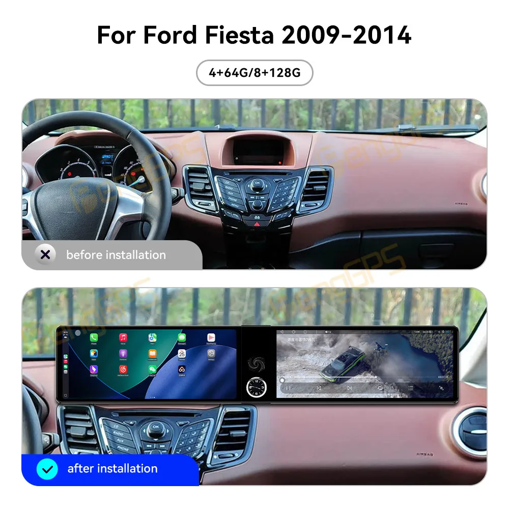 

Android 13 Dual 12.3 Inch Carplay For Ford Fiesta 2009-2014 Car Radio GPS Navigation Radio Multimedia Player HD Screen Stereo