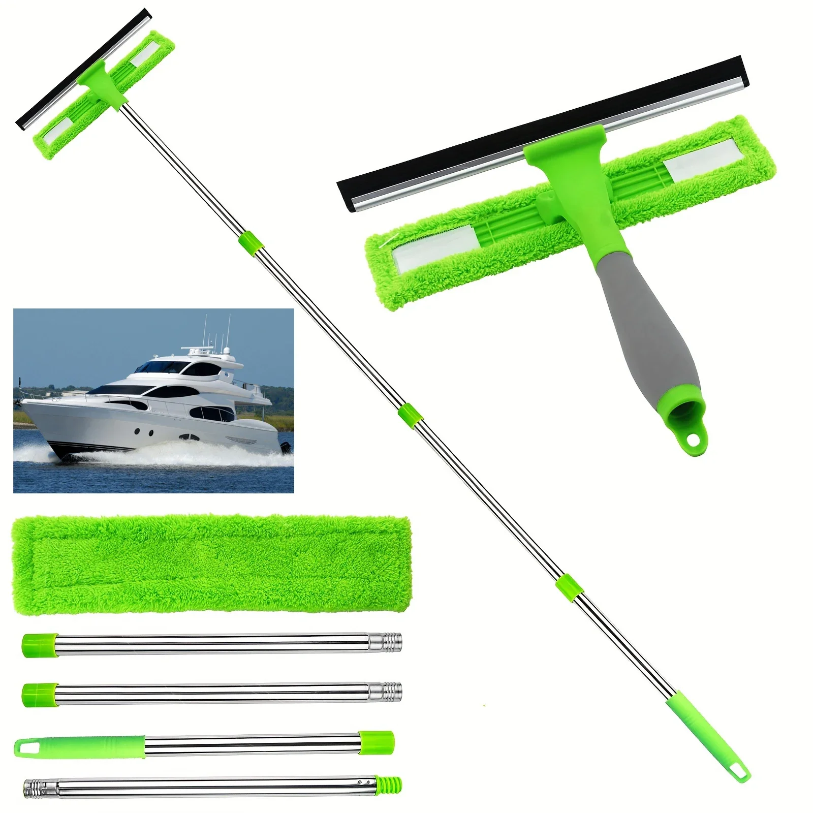 1 Set Telescopic Glass Wiper with Sponge Head, Retractable Window Cleaning Squeegee, Adjustable Length Window Cleaner Tool