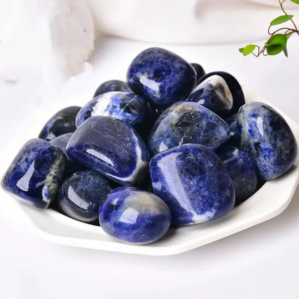 حجر سوداليتي الأزرق الطبيعي هبط مصقول كريستال كوارتز الحصى حجر الخام الخام عينة الصخور شفاء كريستال للديكور المنزل