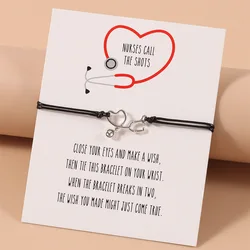 New card bracelet simple creative stethoscope wax hand-woven adjustable bracelet bracelet