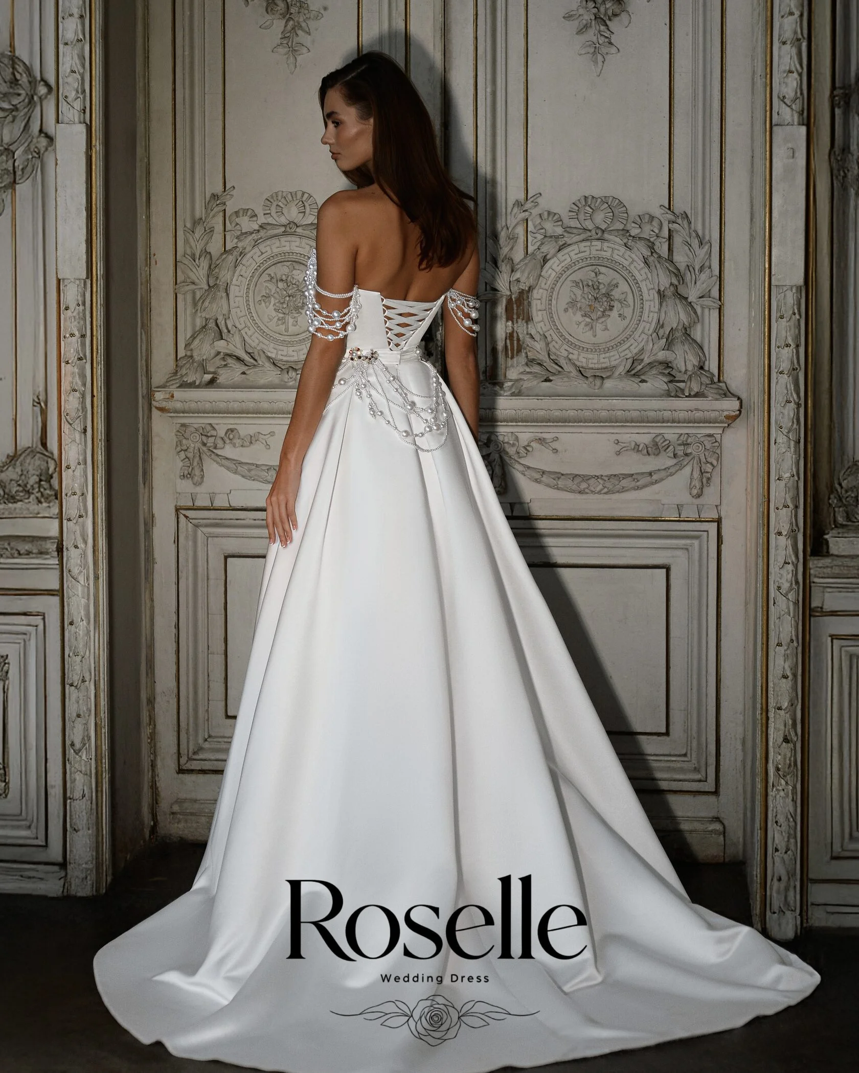 ROSELLE Exquiste A-Line Beading Wedding Dress Straoless Sleeveless Open Back Train Women 2026 Bridal Customized свадебное платье