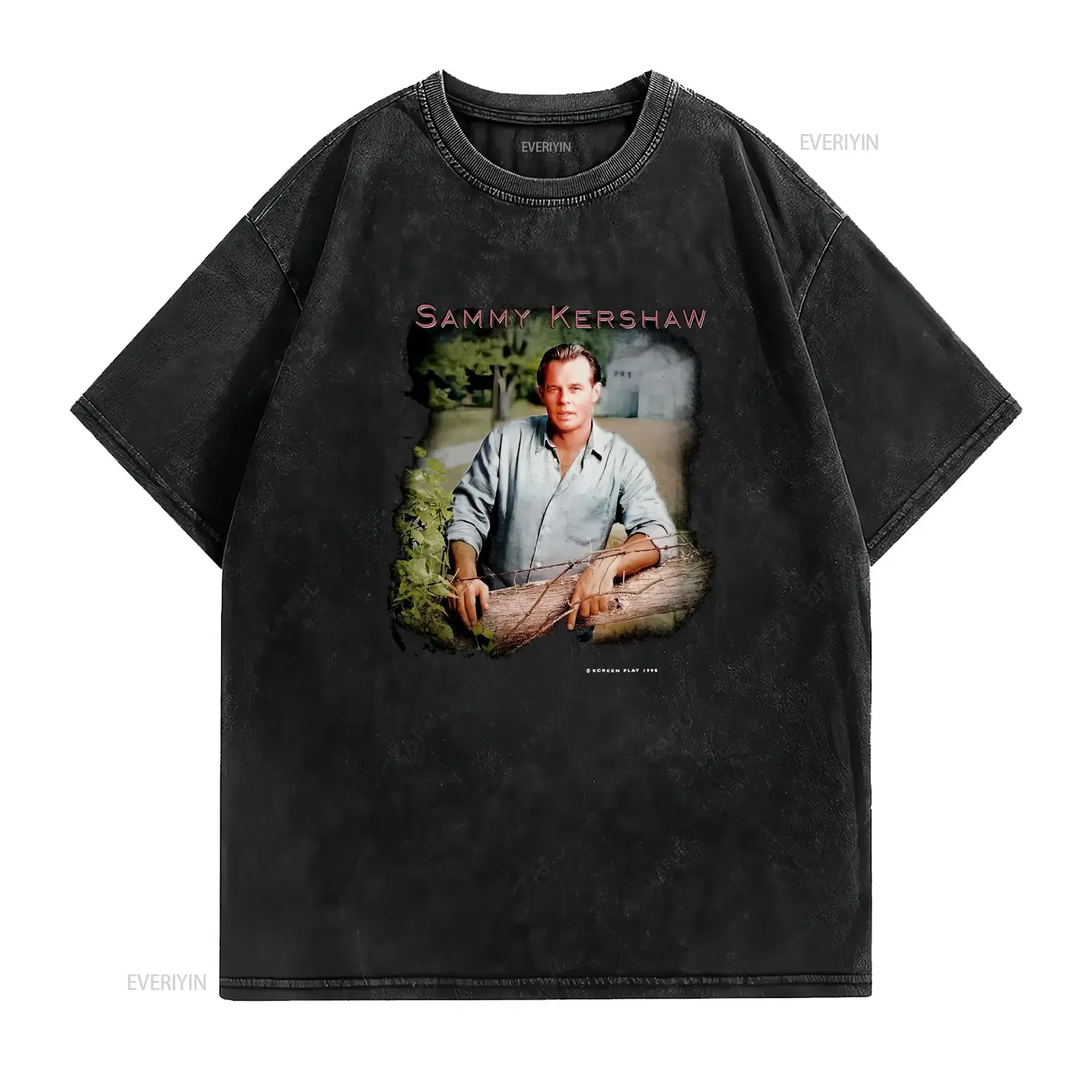 90s Mens Large Faded Matches Sammy Kershaw Band T Shirt Black Cotton Vintage 1990s Country Music vintage Washed Breathable
