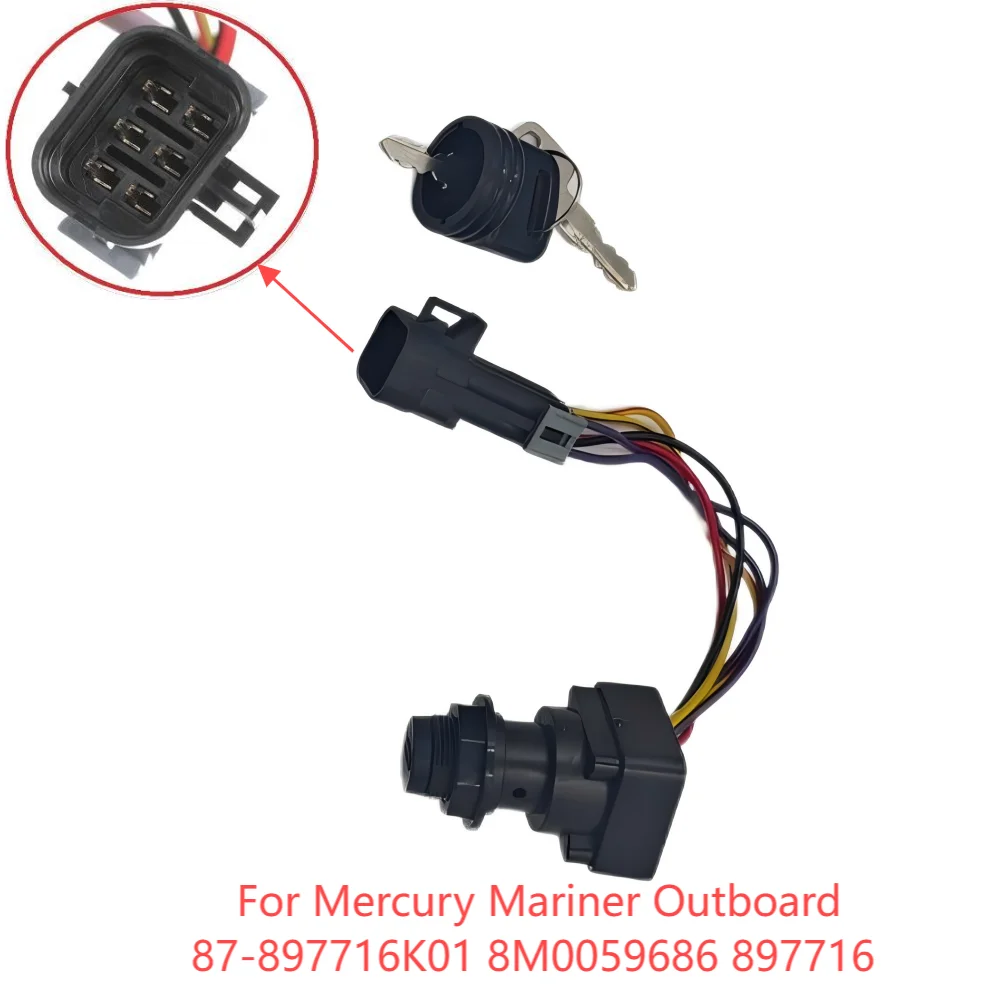 boat-engine-87-897716k01-897716-8m0059686-3-position-ignition-key-switch-w-harness-for-mercury-marine-quicksilver-outboard-motor