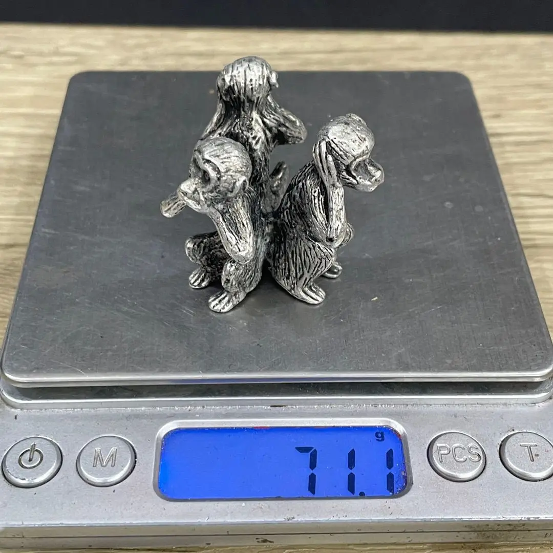 Alloy silver-plated creative solid ornament Sanbu monkey does not look, does not listen, does not say home desktop tea pet monke