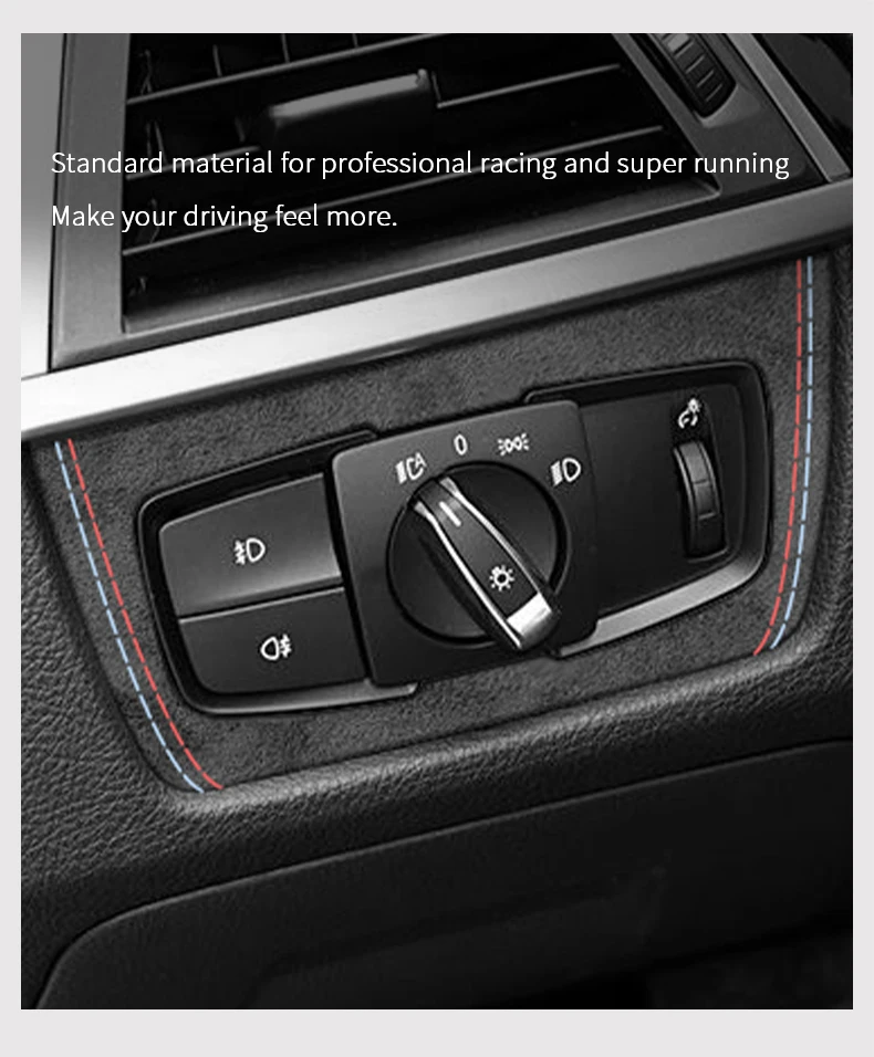 Für BMW F30 F32 F34 Auto Scheinwerfer Schalter Knopf Panel Trim Rahmen Dekoration Aufkleber Innen Tuning Zubehör Aus Alcantara – Detail 1