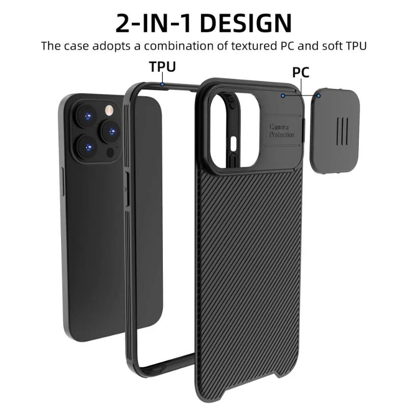 Funda magnética para iPhone 17 16 16e 15 14 13 12 11 Pro Max con protección de lente con ventana deslizante 2