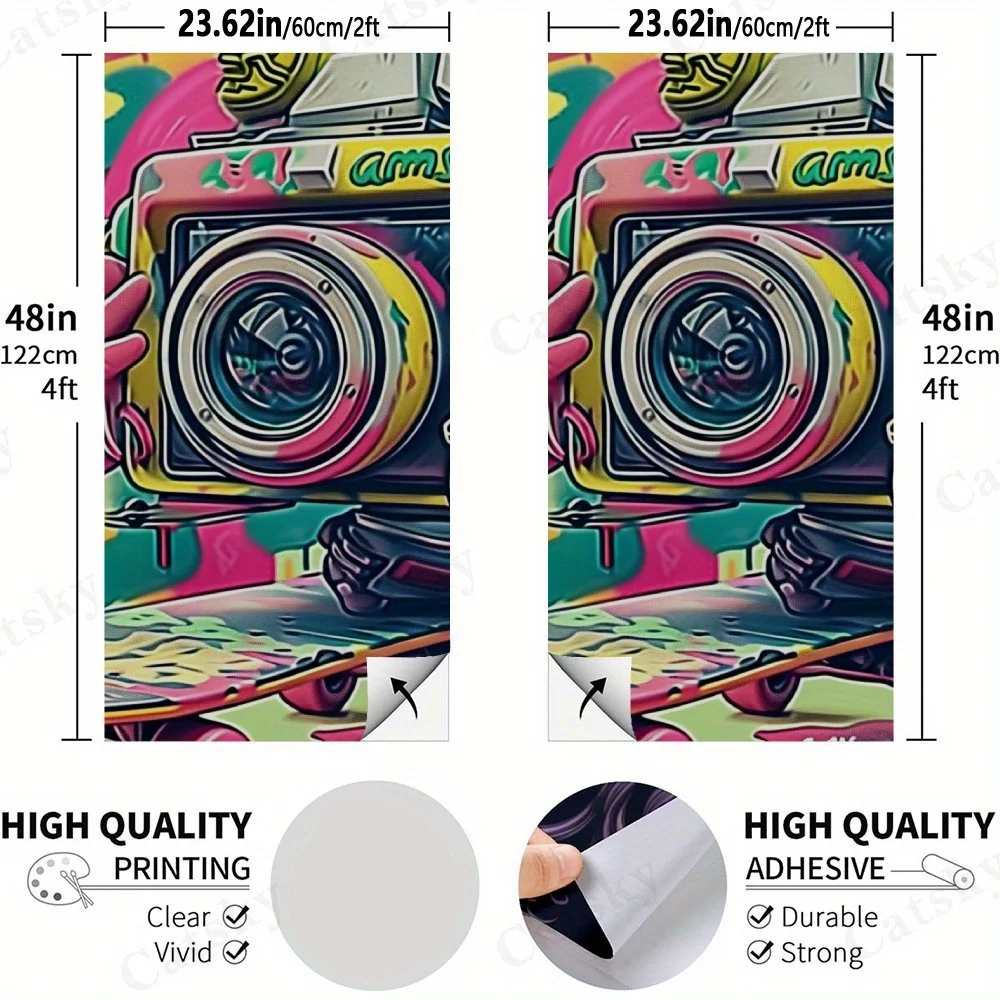 Graffiti Camera Skate   Sandbag Board Sticker.This sandbag board sticker is made from high-quality materials, offering excellent