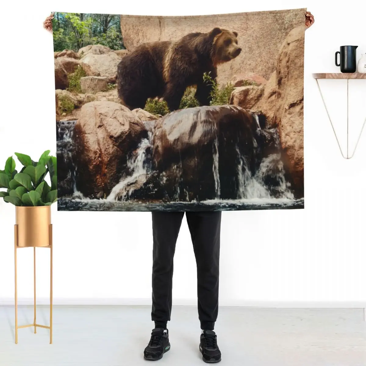 American Grizzly Bear Throw Blanket couch cozy soft plush fuzzy picnic outdoor blanket