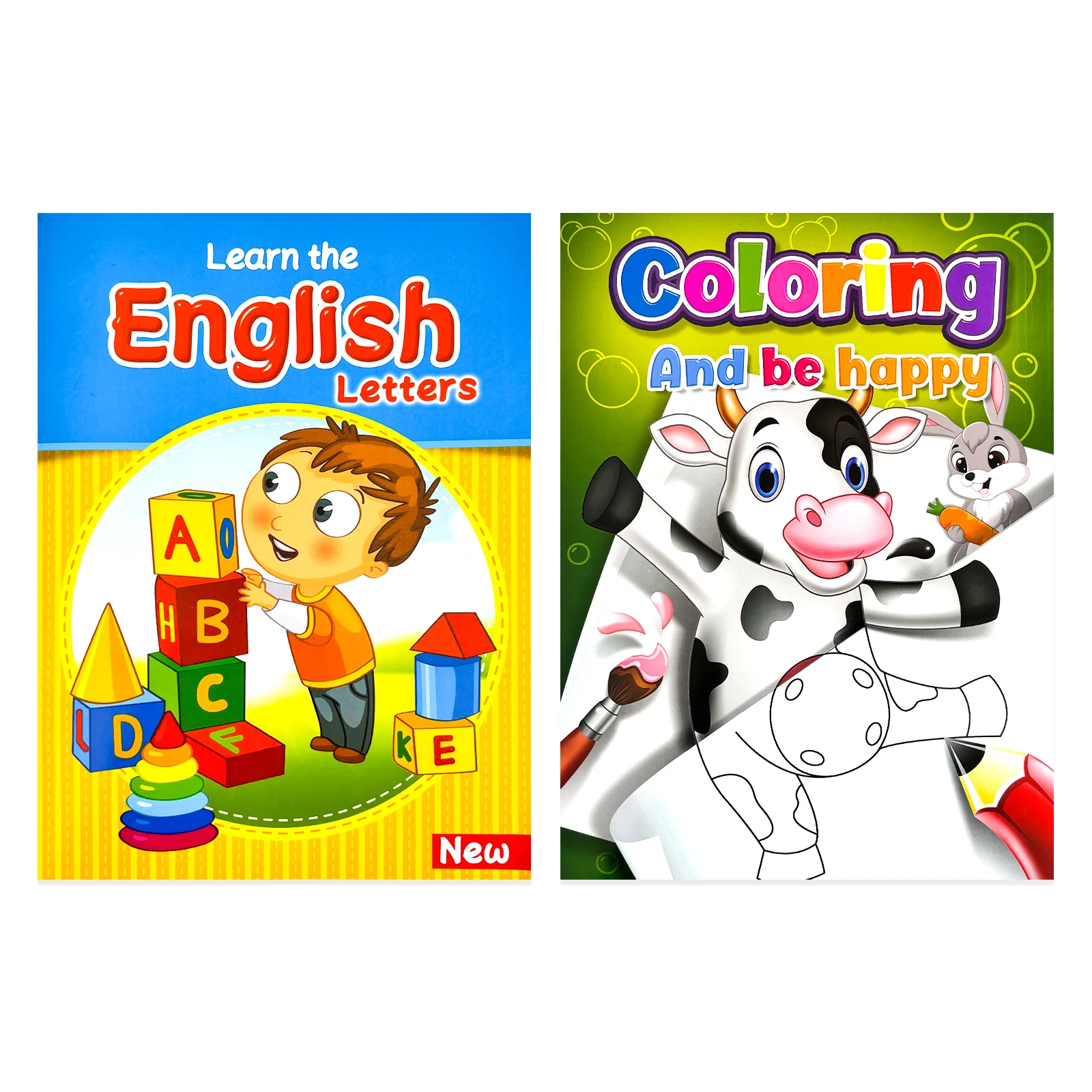 Livre de pratique de l'alphabet anglais pour enfants, ensemble de livres de coloriage, fournitures d'art, éducation au puzzle d'apprentissage de l'alphabet, 5 à 8 ans, 2 pièces