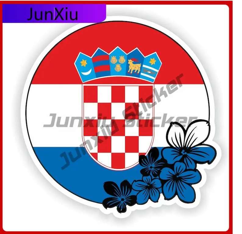 

Croatia Round Flag Flower Stickers Car Scratch Cover Sticker Auto Mountain Camper Decals For Suv Bumper Laptop Book Fridge Guita