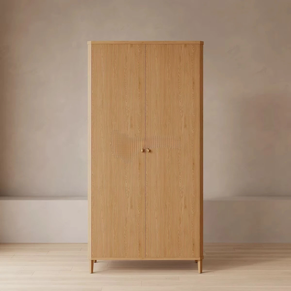 

Stylish Solid Wood Vertical Grain Wardrobe Elegant Modern Wooden Bedroom Cabinet Exquisite Durable Wardrobe
