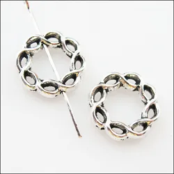 25Pcs Tibetan Silver Color Round Spacer Frame Beads Charms 15mm