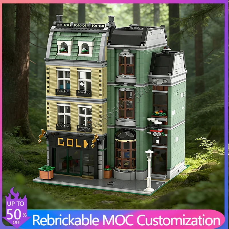 

Набор для сборки модульного здания MOC «Городская инженерная мастерская ювелирных изделий и игрушек», 3327 деталей, популярный конструктор DIY для мальчиков, подарок