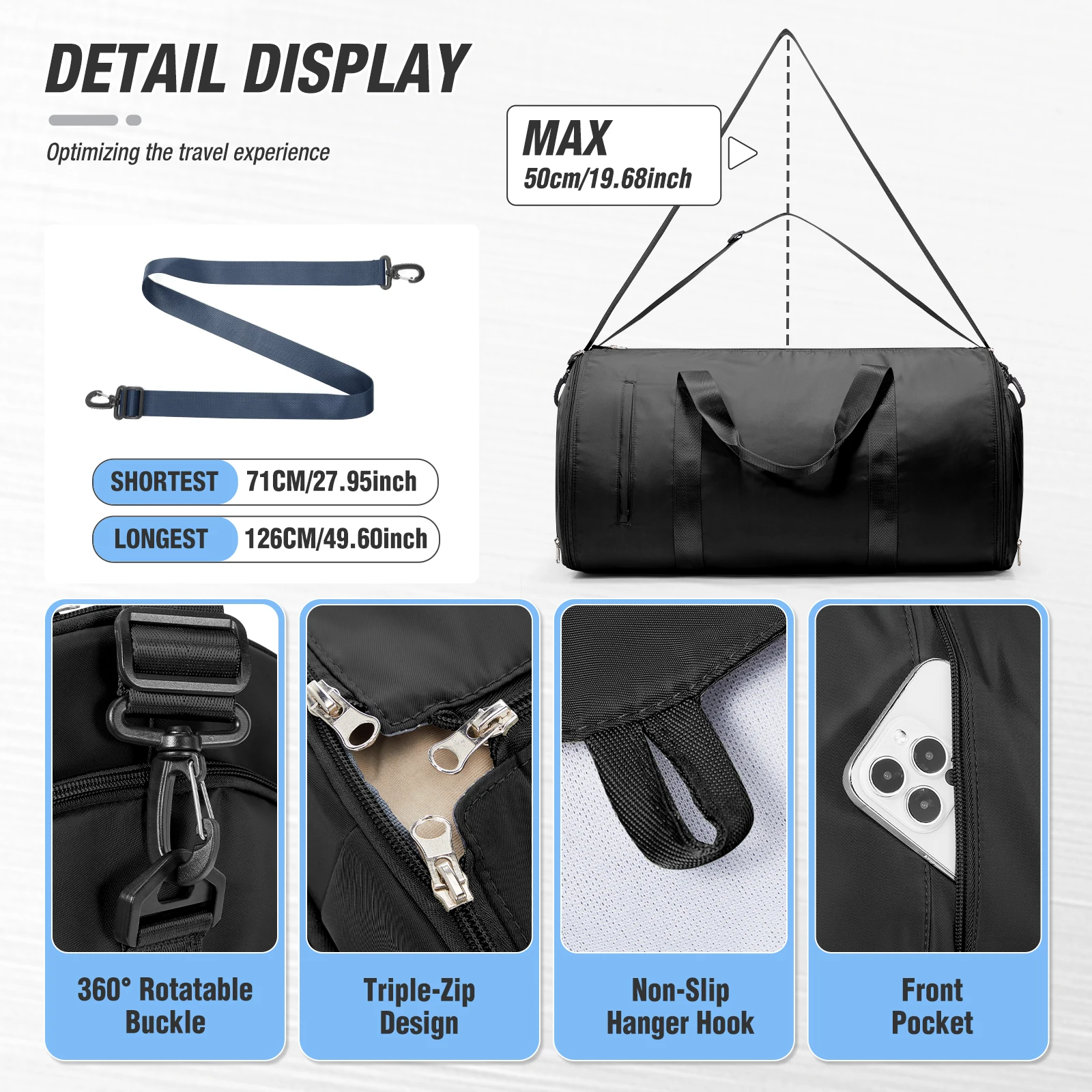 Tas Duffel Lipat Multifungsi untuk Perjalanan - 2-in-1 Organizer Jas Gantung & Tas Koper Jinjing untuk Perjalanan Bisnis