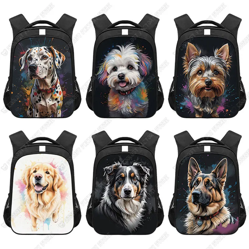 

Cute Watercolor Border Collie Chihuahua German Shepherds Dalmatians Dog Backpack Women Rucksack Samoye School Bag Bookbag