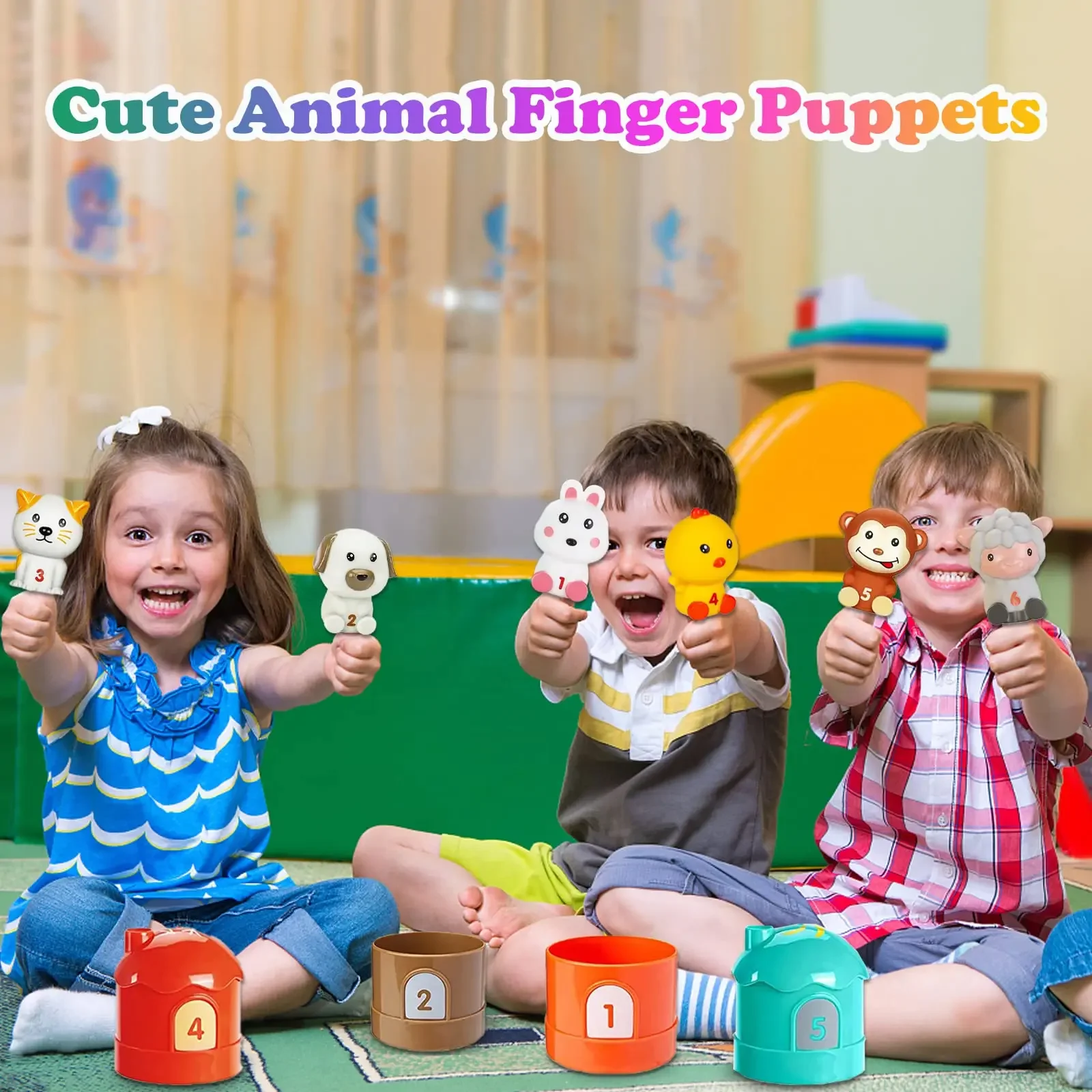 Baby Learning Toys Farm Animals Finger Puppets Baby Montessori Toys for Kids Toddler Matching & Sorting Toys for Girls Boys Gift